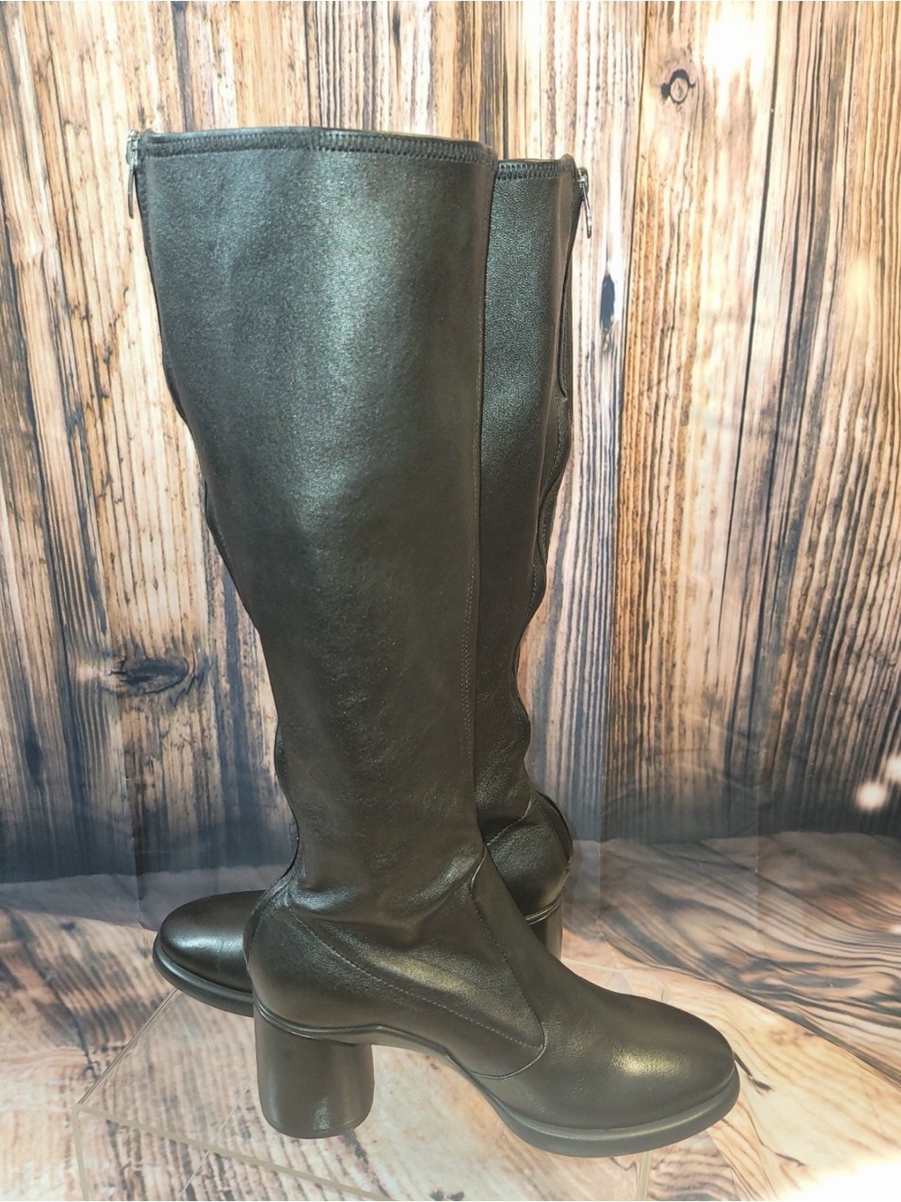 ECCO Black stretchy knee high boots, NWT - Picture 5 of 7